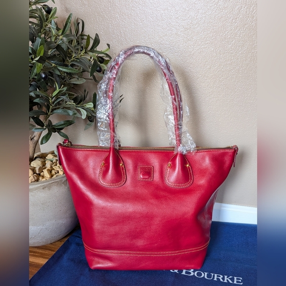 Dooney & Bourke Handbags - Dooney and Bourke Florentine Tulip Shopper Tote in RED Nwt